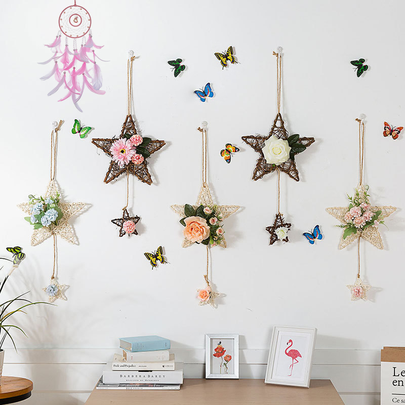 Simple restaurant wall decoration hanging on wall wall wall wall wall wall hanging flower creative vine hanging dorm girl