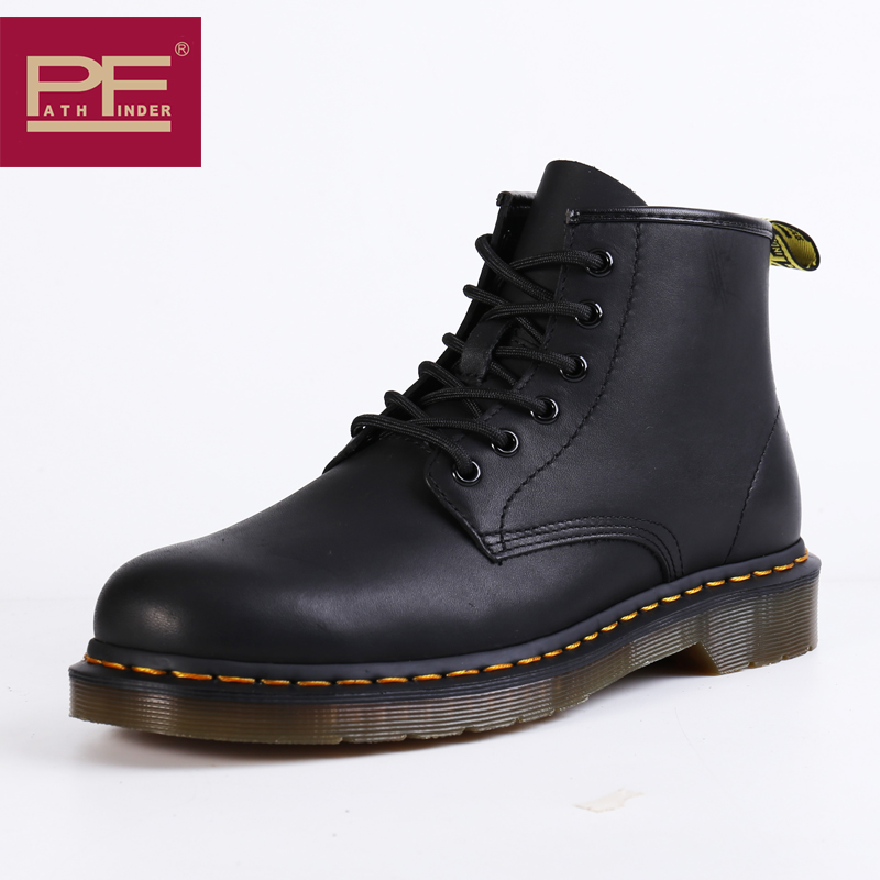 PF Goodyear 6 holes Bull Fascia Bottom Martin boots Men's shoes Inlen retro outdoor short cylinder Head tooling leather boots 1460