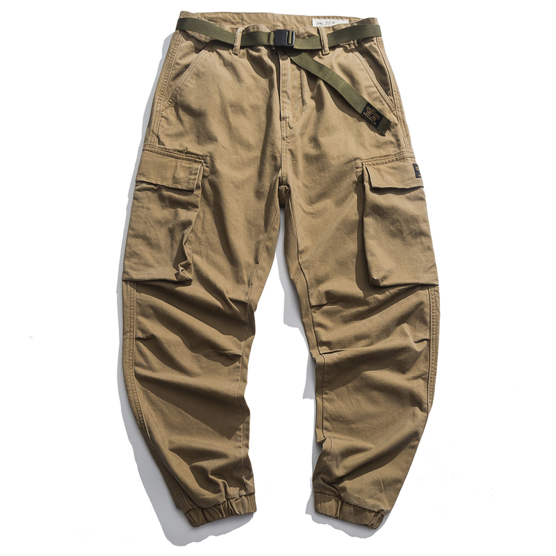 Outdoor Leisure Military Wind Card With Its Tooling Bunches Pants American Retro Loose Locomotive Pure Cotton Small Feet Long Pants Men