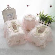 Household napkin draw box Car wind paper box Pink box receive facial tissue white set of art to do lace Korean bed