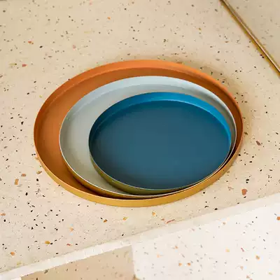 Lianglu Nordic light luxury metal round retro scratch-resistant tray tray tray dormitory home living room desktop decoration