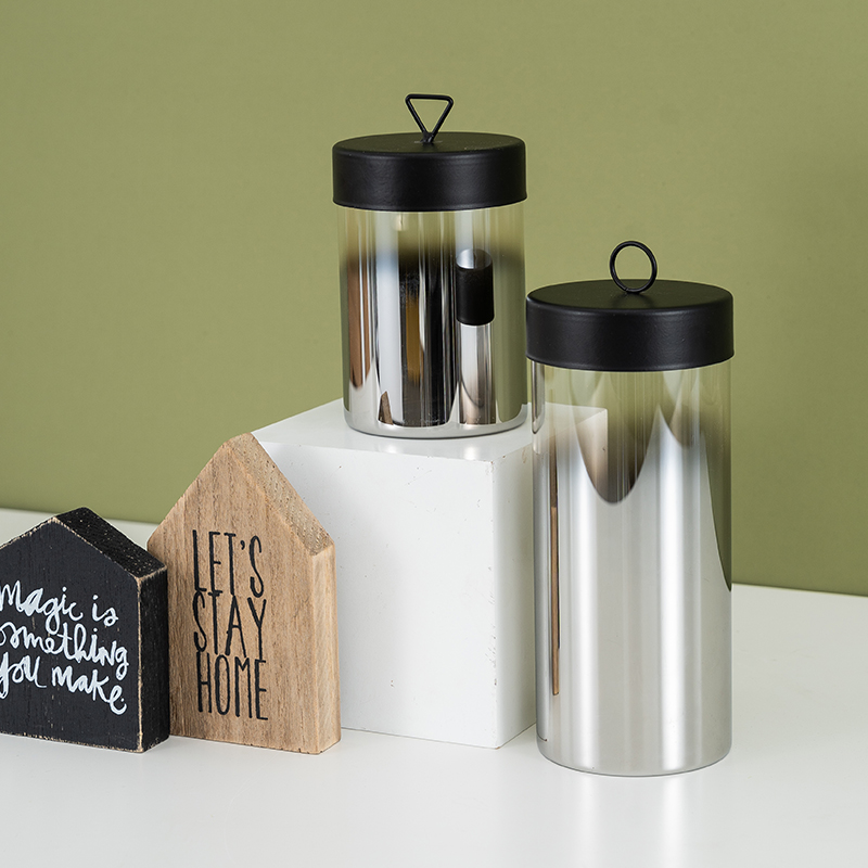 Coffee bean plated glass storage tank sealed transparent Nordic wind table creative furniture piece American home accessories