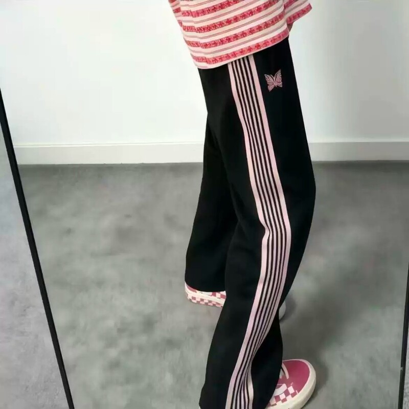 Korean-Style Academy Light Luxury Butterfly Embroidery Needles Pants Unisex Trendy Brand Korean Version Ins Versatile Casual Sports Pants Korean-Style Academy Light Luxury Butterfly Embroidery Needles Pants Unisex Trendy Brand Korean Version Ins Versatile Casual Sports Pants