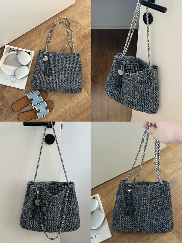Crochet Fish Lady Little Chanel Style Tassel Trash Bag (Material Kit, Not Finished Product)