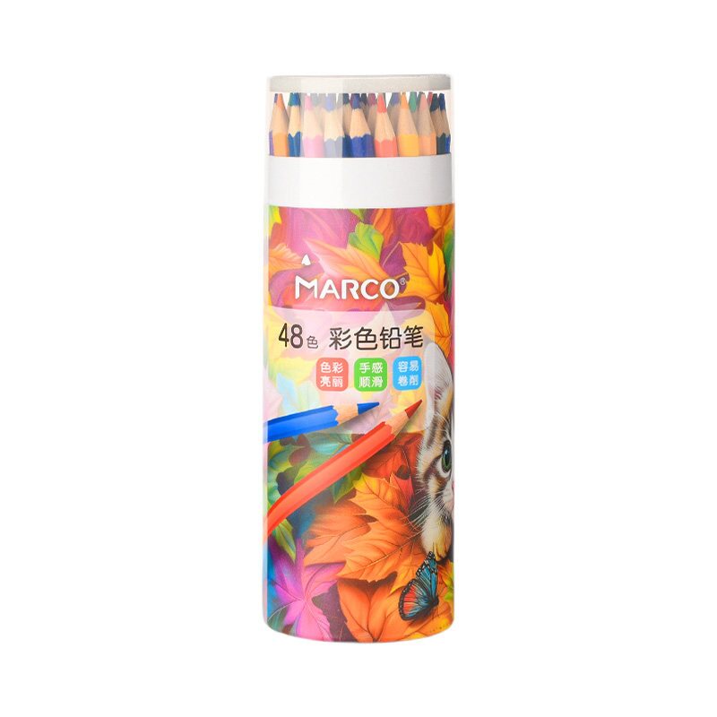 Marco马可彩色铅笔绘画专用油性彩铅学生彩铅美术生专用彩铅笔小学生专用彩色铅笔动漫专用画画专用可擦彩铅