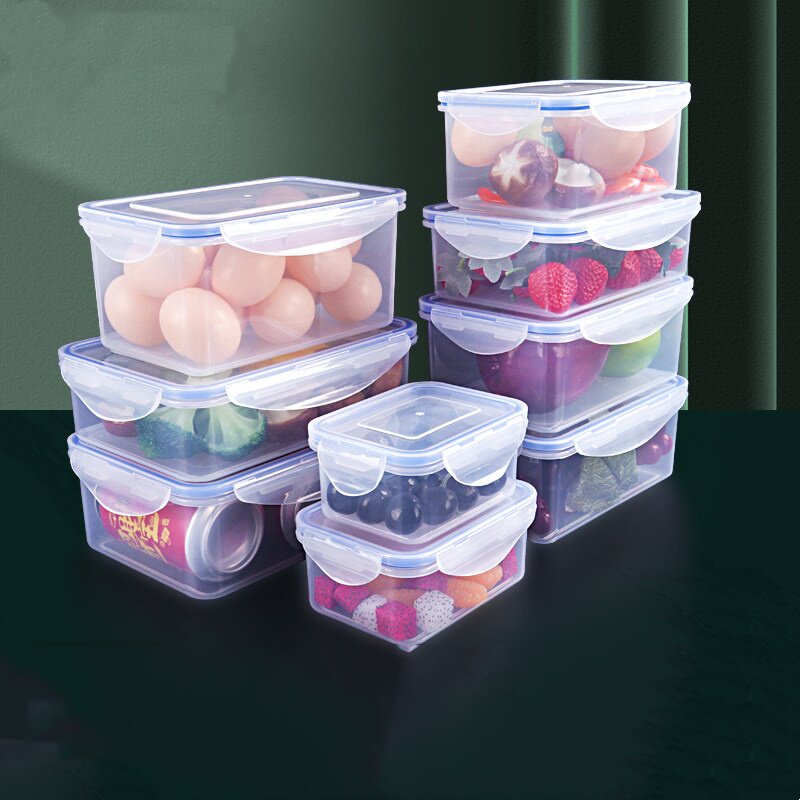 PP食品级带盖密封保鲜盒加厚