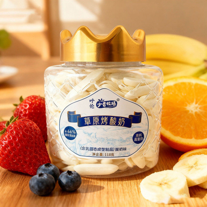 少昔牧场草原烤酸奶皮脆片内蒙奶源儿童奶制品营养零食118g断裂款