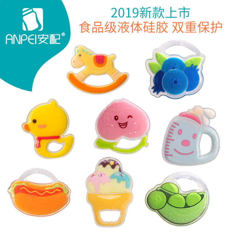 Anpai tooth fixer baby molar stick Silicone can be boiled 3-6-12 months baby bite glue bite music cartoon toy