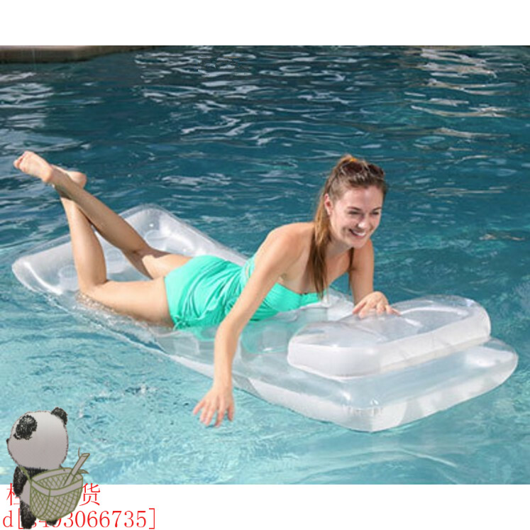 Transparent single water inflatable floating bed lazy sun bath beach sheets pillow floating row