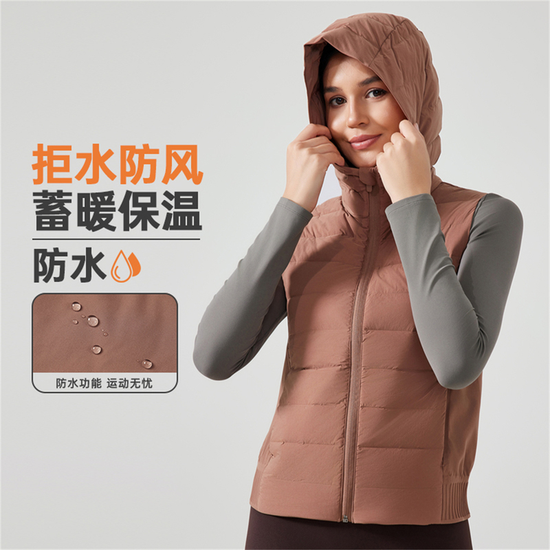 Autumn and Winter Hooded down Vest for Women Daa Lightweight Slimming Versatile Vest Sports Outdoor Running Vest