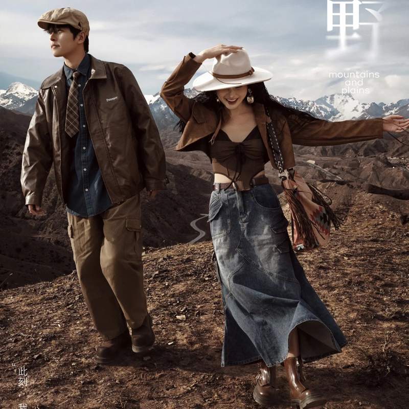 Photo Studio's New Retro Western Cowboy Theme Photography Clothing, Maillard Style Travel Photography Couple Outfits, Shooting Dresses