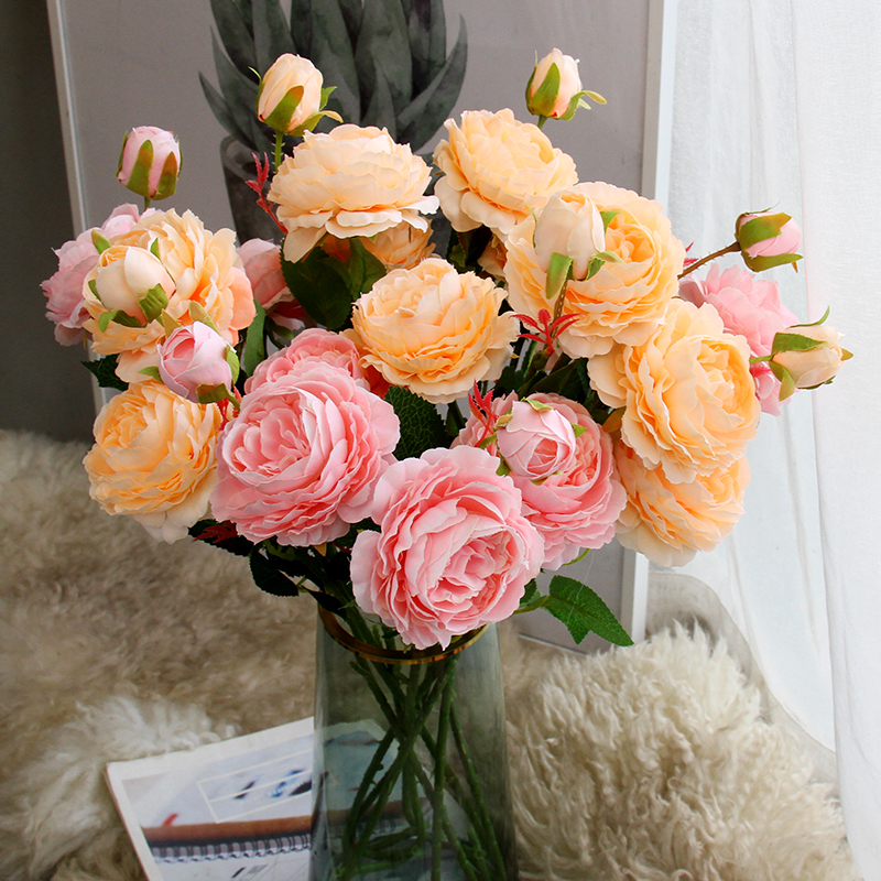 Simulation peony flower rose bouquet wedding home living room floor-to-ceiling decoration dried flowers fake flowers silk flower arrangement