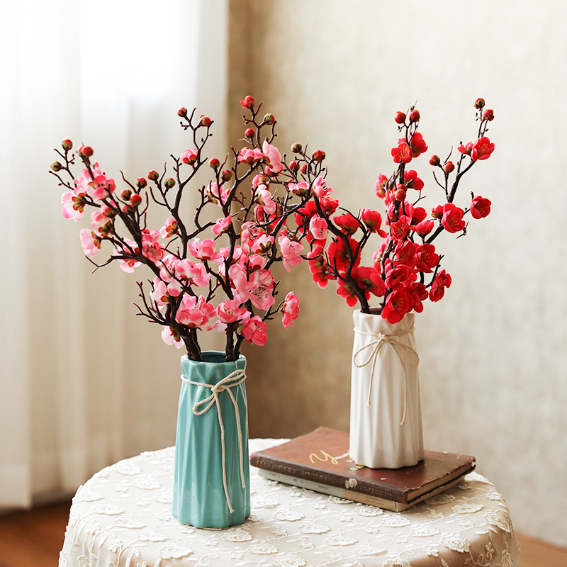 Emulated flower plum blossom Blossom Peach Blossom decoration dried flowers Chinese New Year Living room Ramei Suit Home Chinese Potted Plant Pendulum