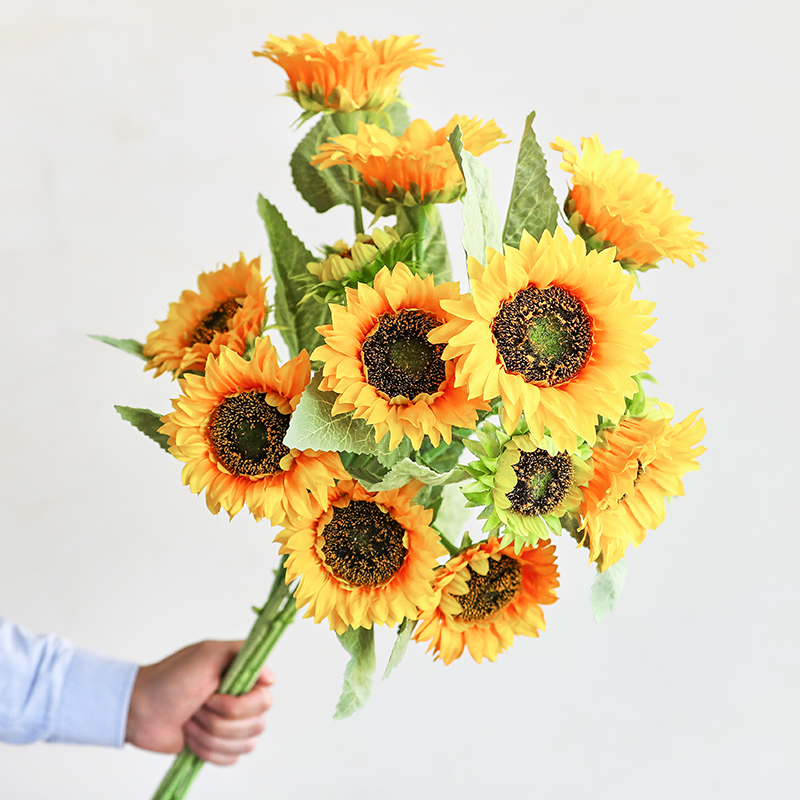 Sunflower Emulation Floral Pendulum photo Living room Large number sunflower Flower art Candido Dried Bouquet Table Plastic Bouquet