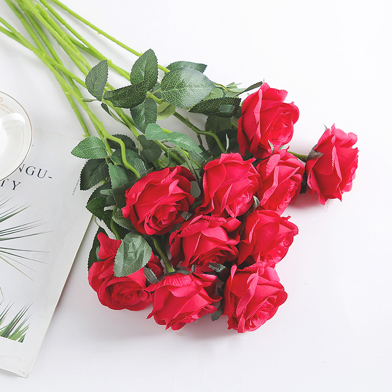 Liangsheng high artificial flower rose bouquet living room home furnishings dining table fake flower ornaments flower arrangement interior decoration flower art