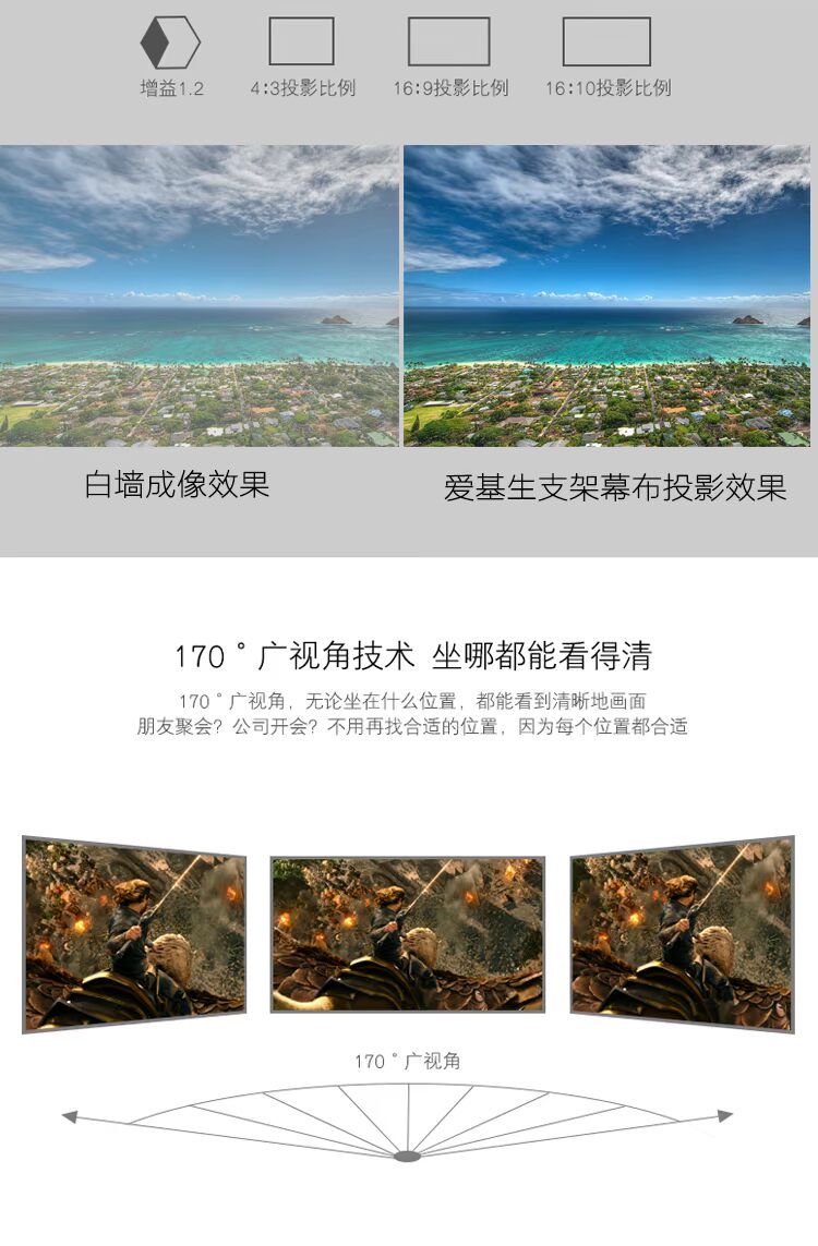 Ai Jisheng 100 inch 4: 3/16: 9 khung màn hình laser Màn hình chiếu TV màn hình chiếu màn hình màn hình chiếu màn hình di động màn hình chiếu phim di động màn hình stereo chống màn hình xanh - Phụ kiện máy chiếu màn chiếu