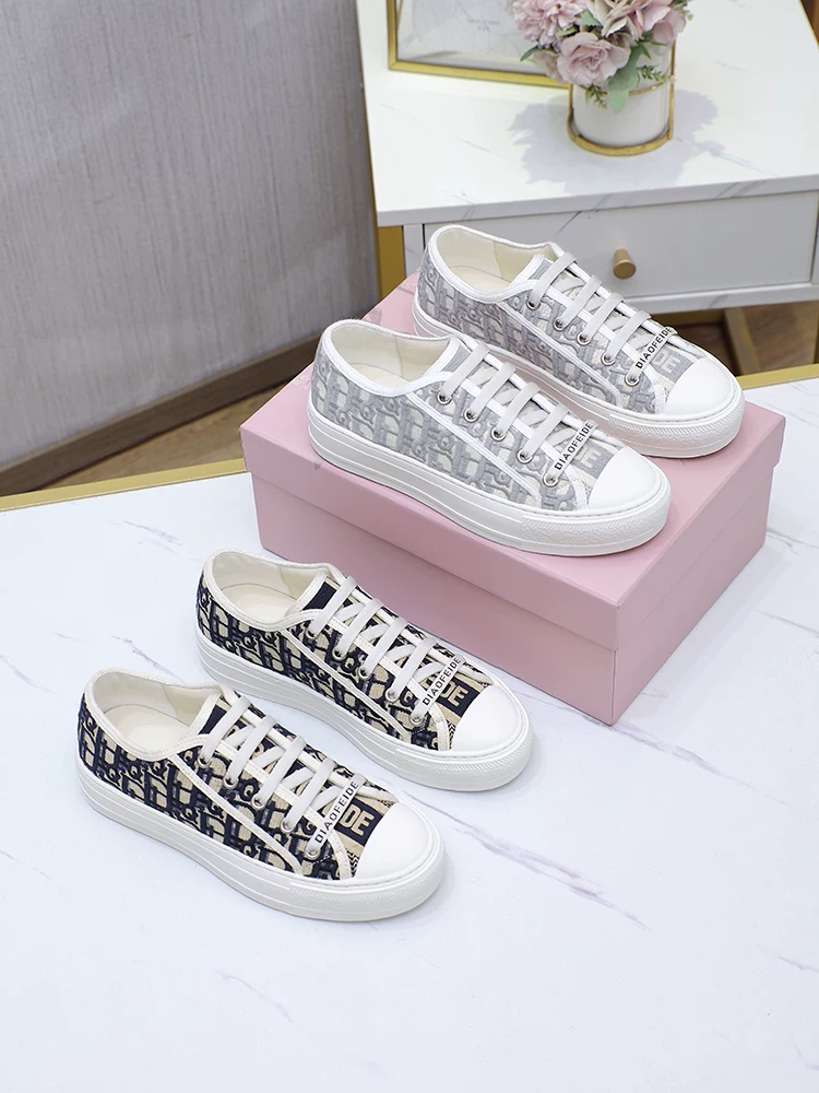 Классические кроссовки Damen Diofide 2023 Новые замшевые кеды женские casual шнурованные вышитые глубокий носок модные универсальные ботинки