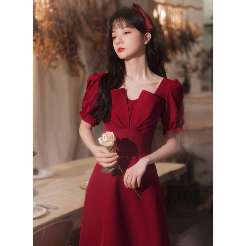 Toast bride bride in summer engagement dress red wedding dress dress can usually wear