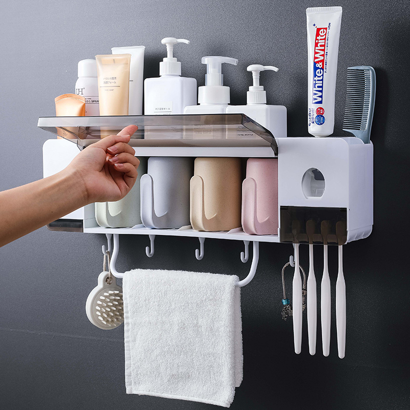 Toothbrush shelve free of punch toothbrushing mouthwash cup dressing room Tooth Cylinder Tooth set Multi-functional dental cup hanging wall style