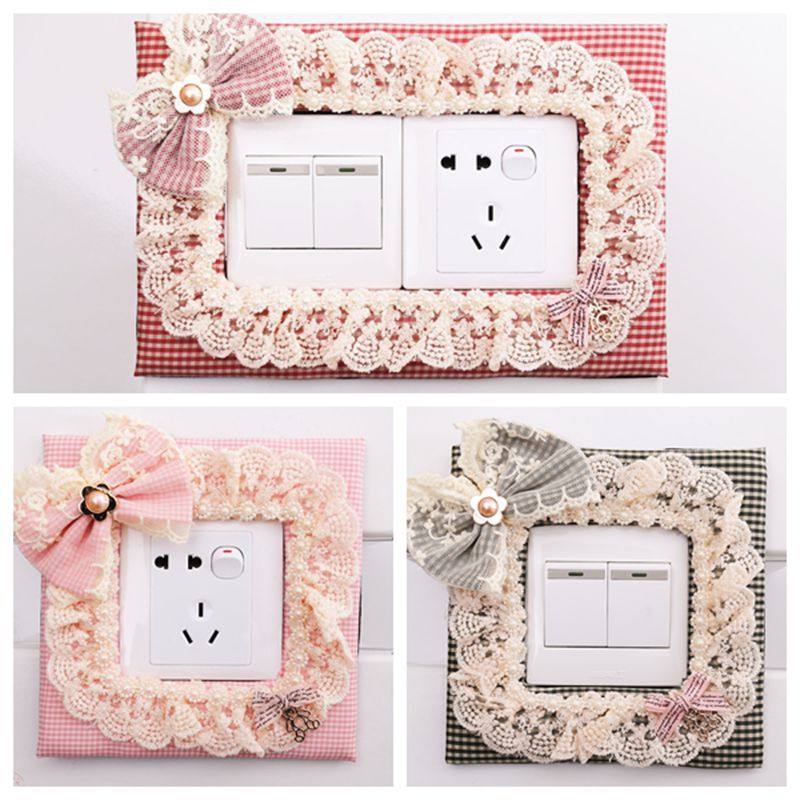 Home decoration lace switch set high-grade wedding cute switch cover creative switch stickers pastoral style jewelry