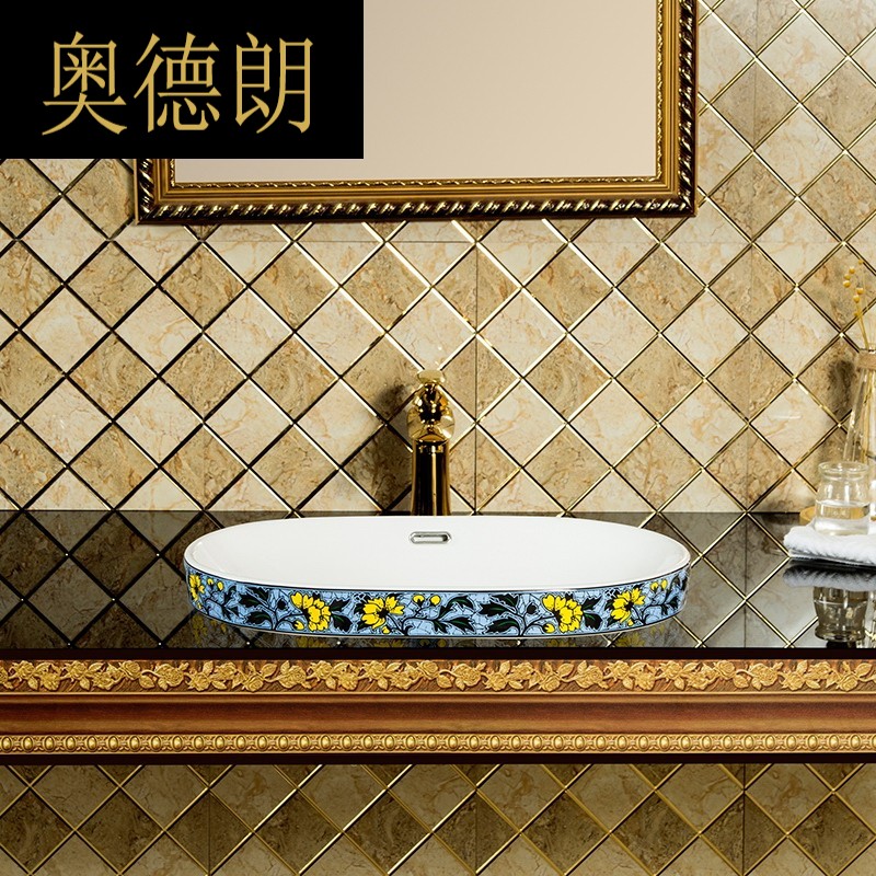 OS ceramic washbasin color basin semi-embedded basin dressing room household basin oval hand washing