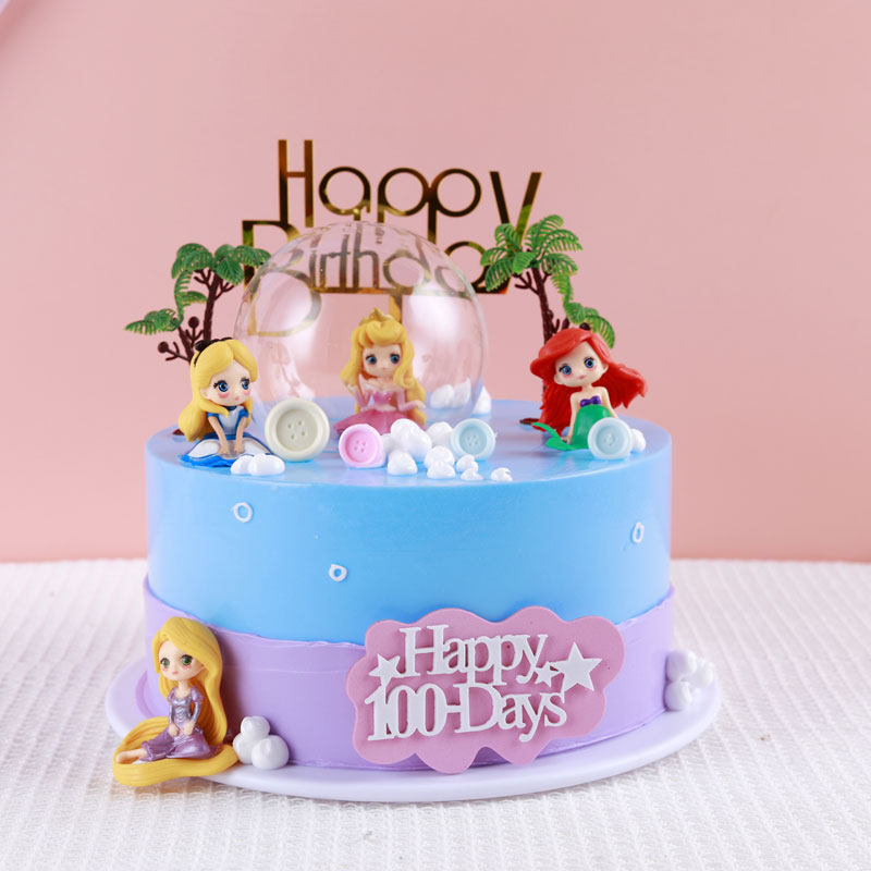 Cake Model Emulation 2022 New Net Red Cartoon Princess Raw Day Fake Cake Plastic Sample Customizable