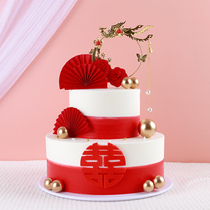 Cake model simulation 2021 new wedding wedding happy word double cake model sample plastic custom