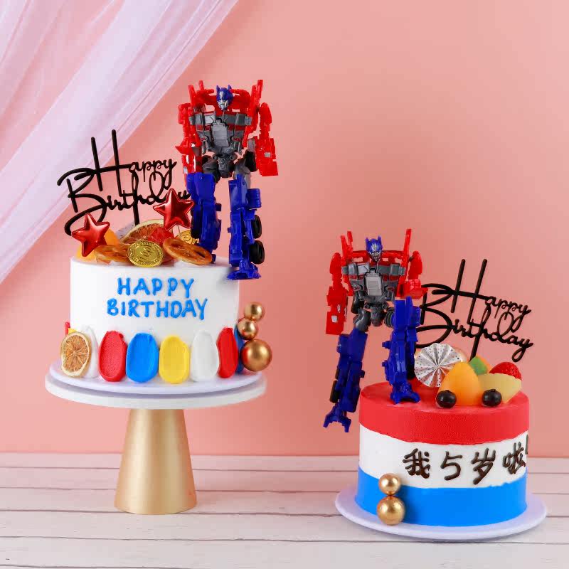 Transformers machine Net Red children cartoon cake model simulation 2021 new birthday plastic samples