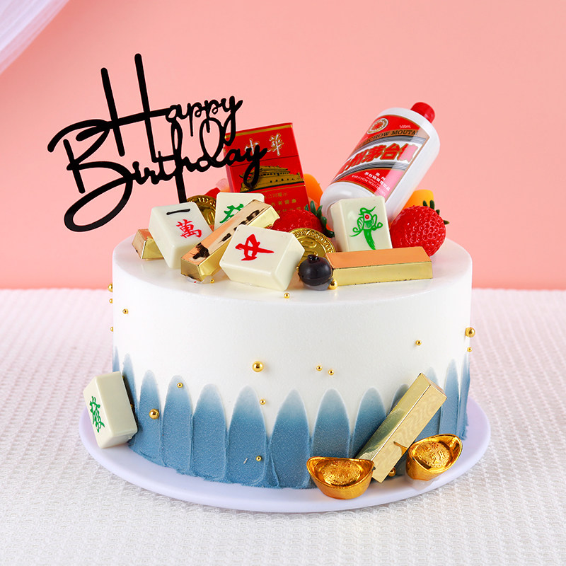 Cake Model 2022 New Mesh Red Fruits High Emulation Pop Maotai Eurostyle Birthday Cake Sample Custom