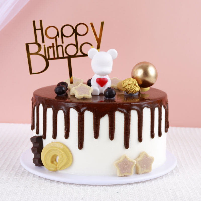 Cake Model Emulation 2022 New Net Red Cartoon Little Bear Birthday Fake Cake Plastic Sample Customizable