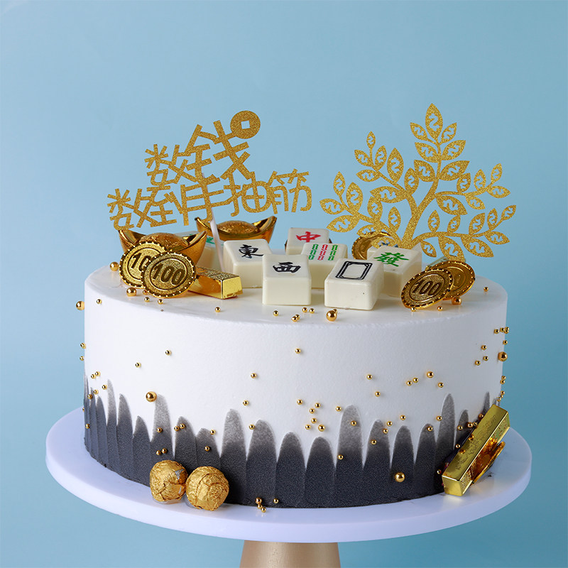 Cake model simulation 2019 new net red cartoon mahjong window furnishings sample birthday cake model