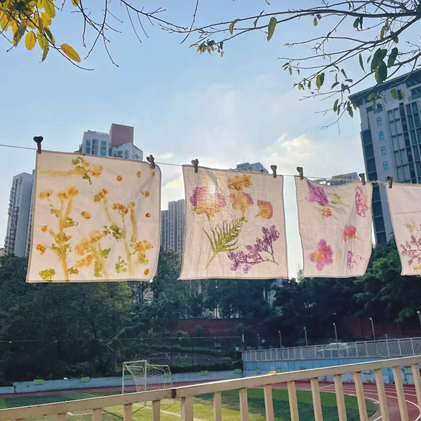 Plant Leaf Rubbing and Printing DIY Cotton Square Towel Fabric Printing Tools and Materials for Kindergarten Children and Parent-Child Activities