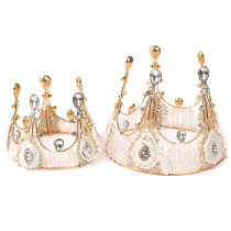 Crown Cake with Diamond Crown Cake Lace Queen Princess Bride Wedding Festival Birthday Cake Decorations Headwear
