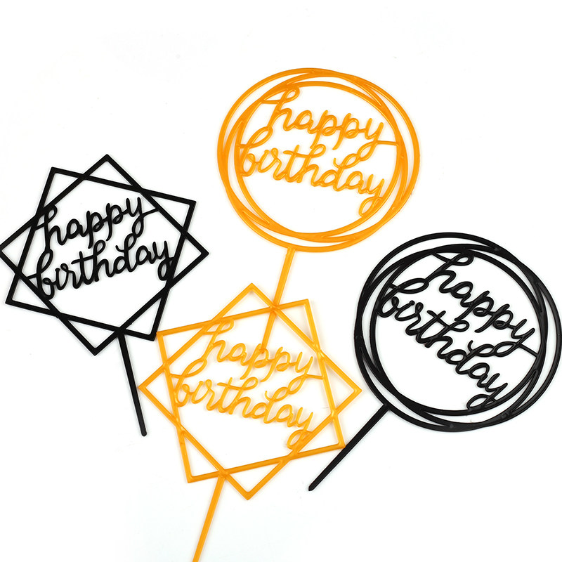 Plastic Acrylic Birthday Cake Decoration Items Happy Birthday Inserts Baking Cake Decoration Inserts