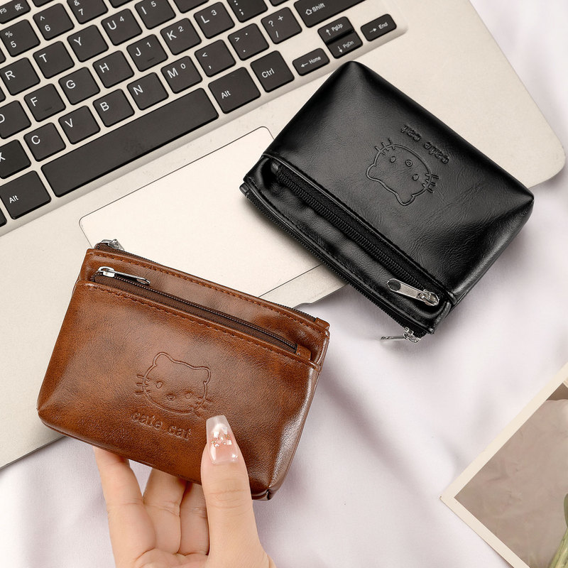 Retro Kt Cat Coin Purse for Women, New Style, Small, Cute, Portable, Earphones, Keys, Id, Portable Zipper Card Holder
