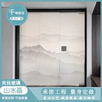 Custom clip landscape painting glass tempered laminated glass source glass factory landscape painting partition wall screen