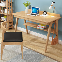 Solid wood desk student study computer table with drawer