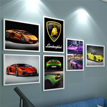 Lamborghini poster sports car hanging painting Ferrari decorative painting Bugatti Mustang 4s Shop Super running photo wall