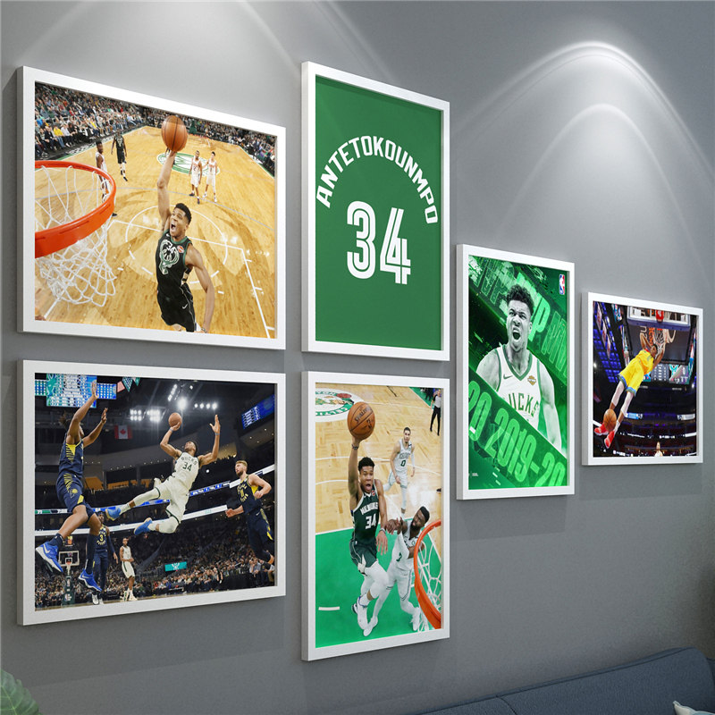 Alphabet Brother poster NBA Kobe Jordan James hanging painting Durant Curry decorative painting Leonard Iverson