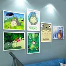 Solid Wood photo wall cartoon anime Hayao Miyazaki painting collection Thousand Away hand painted decorative photo frame hanging picture chincho photo