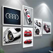 Audi poster R8 decorative painting Q5Q7 poster BMW 4s Shop Super running A6A8 photo wall sports car Mercedes-Benz hanging painting