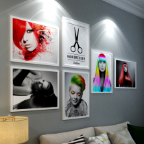 Barber shop photo wall decoration painting hair salon wall painting creative hairstyle picture frame salon background wall painting