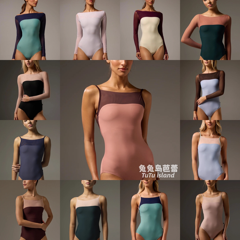 New on October 10Th! Rabbit Island Australia Bodile Ballet Mesh Spliced Long-Sleeve Camisole Dance Leotard Yoga