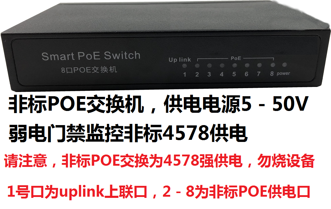 The grid wire power POE switch is non-standard 9V12V15V24V48V monitoring 8 ports to support POE separator