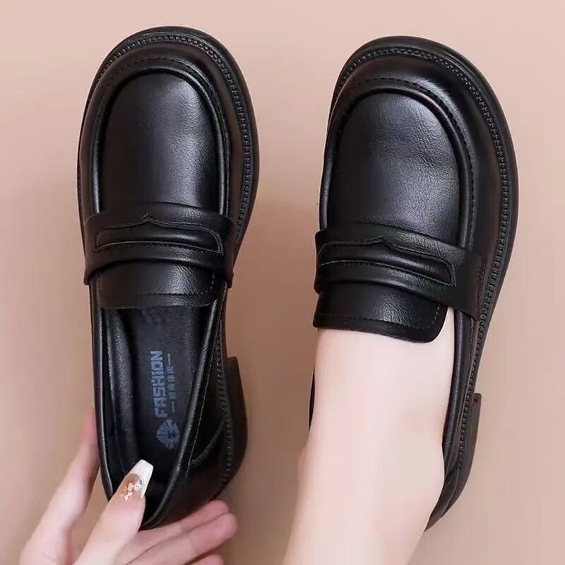 2026 New Versatile Genuine Leather Shoes for Women, Soft-Soled Mom Shoes, Spring British Style Small Leather Shoes, Work Loafers for Women