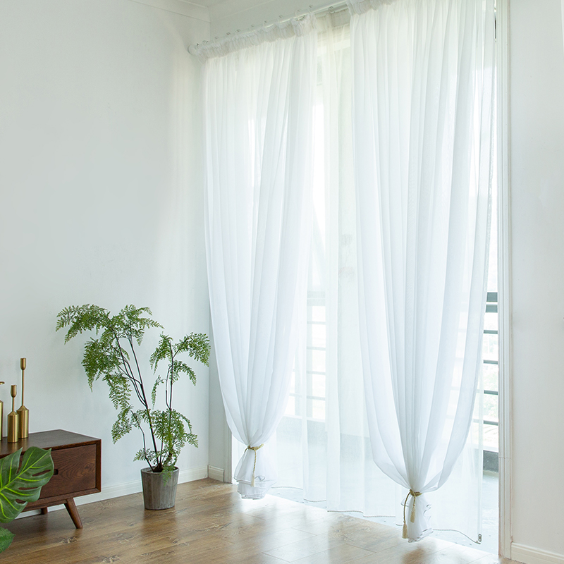 Curtain Yarn Curtain Yarn Curtain Finished White Sand Floating Window Balcony Yarn Bedroom Shading Cut Off Mesh Red Decorative Snowspun Thin Yarn