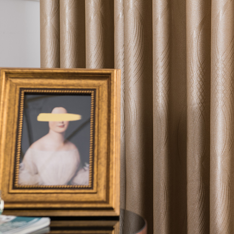 Living room curtains finished high-end atmosphere Nordic simple full-shade bedroom new pressed-hooked shade cloth wear