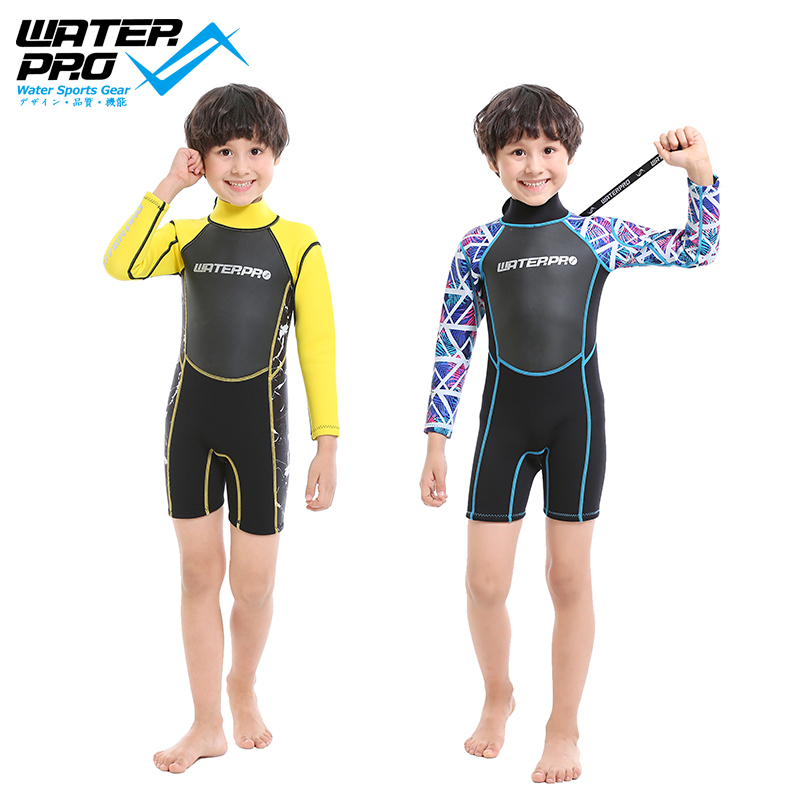 Water Pro thick warm children's wetsuit One-piece long sleeve sunscreen swimsuit swimsuit swimsuit for big kids snorkeling