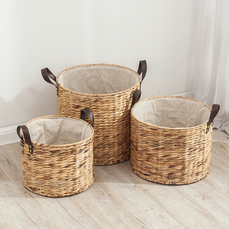 Qito Woven Dirty Clothes Handmade Grass Clothes in Nordic Cover in Laundry Basket