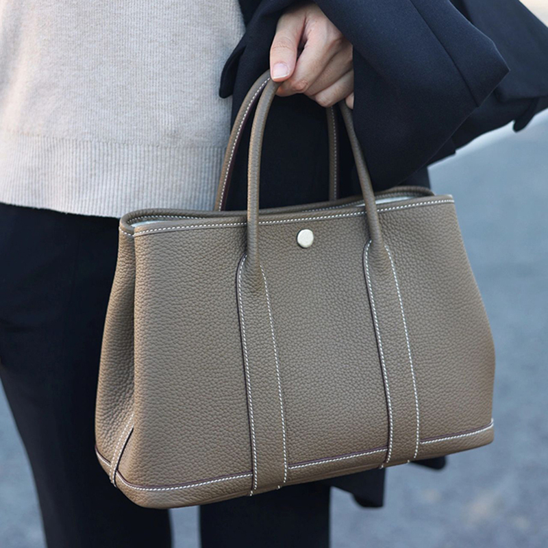 Handmade Wax Thread Stitched Garden Bag 2026 New Tote Bag Cowhide Handbag Large Capacity Shopping Bag for Women